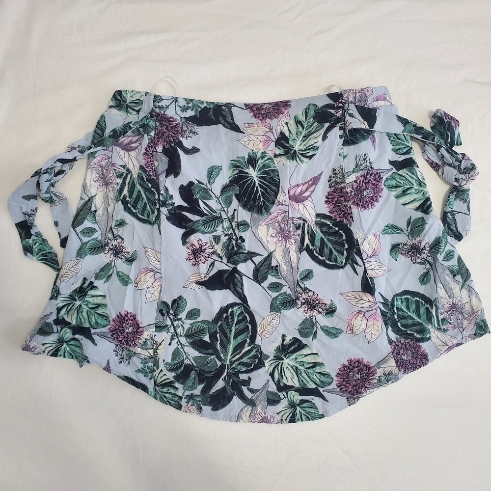 GYPSIES And Moondust Womens Medium Tropical Floral Off Shoulder Tie Top Blue